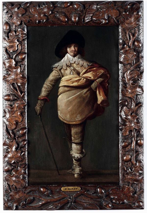 Pieter Quast (Amsterdam 1606-1647) Ritratto di gentiluomo in abito giallo