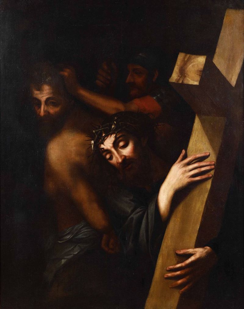 Scuola spagnola del XVII secolo Cristo portacroce  - Asta Dipinti Antichi | Cambi Time  - Cambi Casa d'Aste