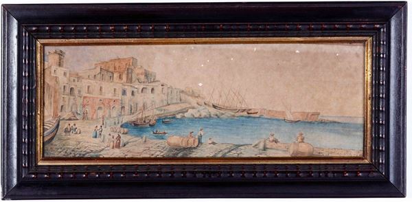 Pittore del XIX-XX secolo Porto Forio di Ischia, 1845