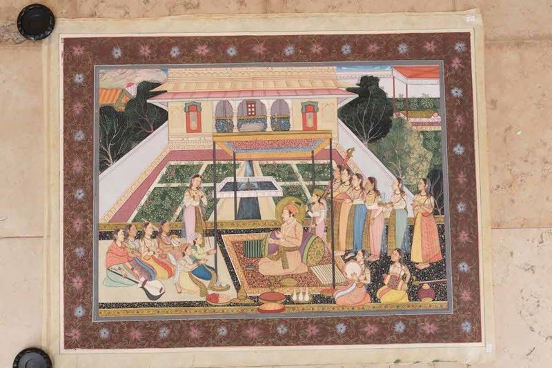 Dipinto Moghul raffigurante sultano con concubine, Persia, XIX secolo  - Asta Arte Orientale | Cambi Time - Cambi Casa d'Aste