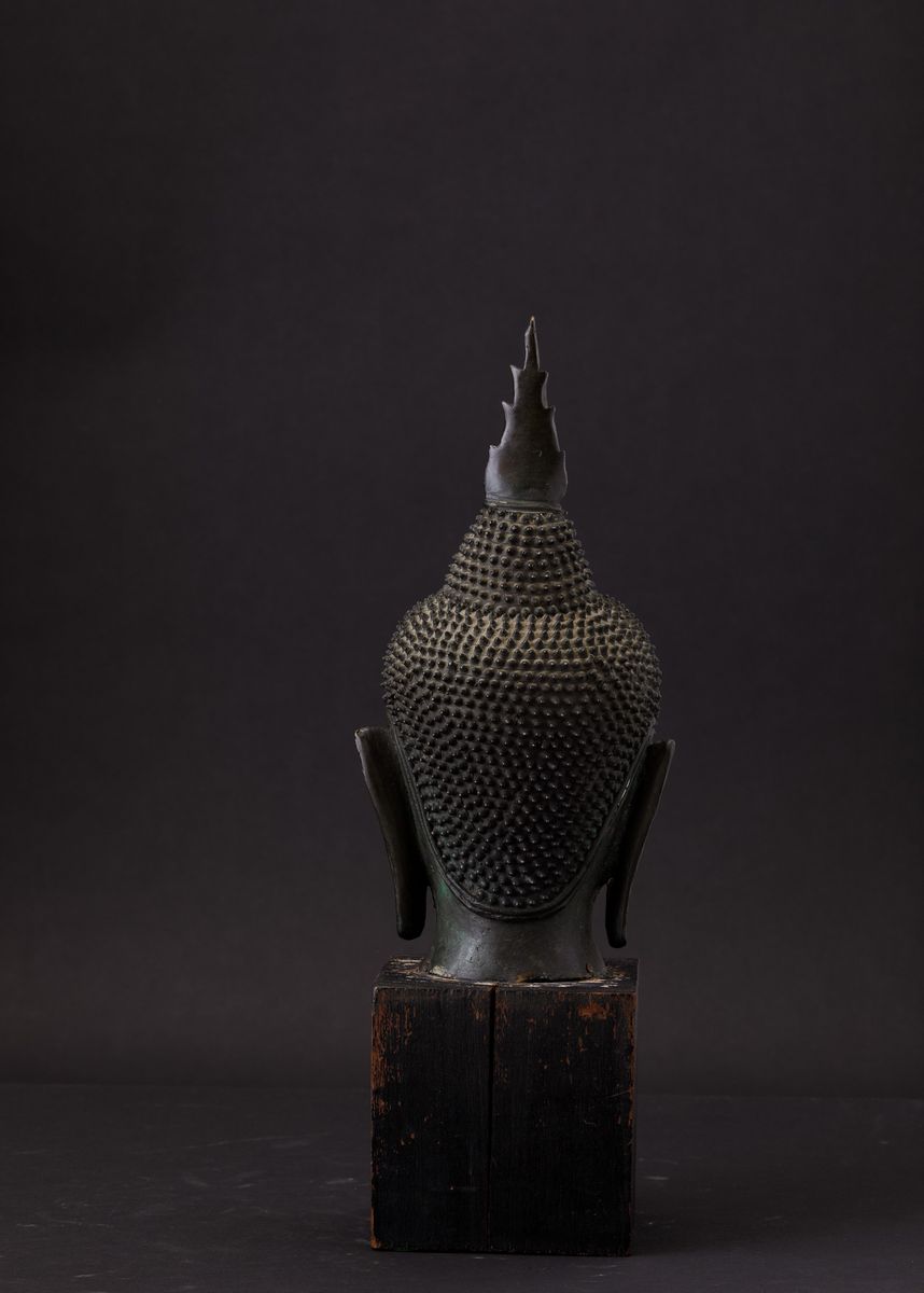 Testa di Buddha in Bronzo, Thailandia, XIX Secolo