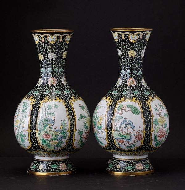 Two enamel vases, China, Republic, 1900s