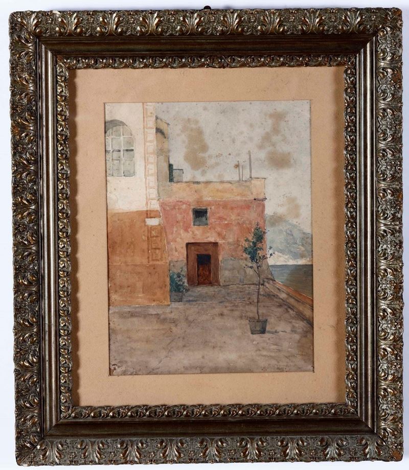 Alberto Beniscelli (Genova 1870 - Alassio 1952) Scorcio di Alassio  - Auction 19th-20th century paintings - Cambi Casa d'Aste