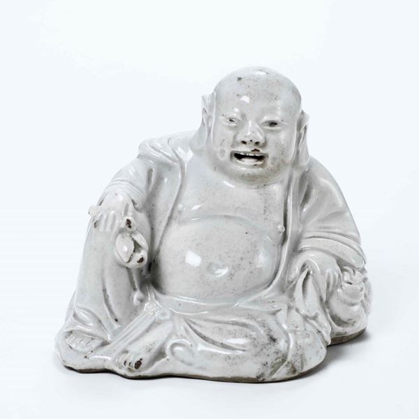 Figura di Budai in porcellana Blanc de Chine, Cina, Dinastia Qing, XIX secolo
