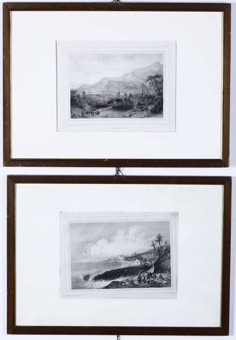 Due stampe raffiguranti vedute di Ventimiglia e Bordighera tratte da Chapuy  - Asta Antiquariato | Cambi Time - Cambi Casa d'Aste