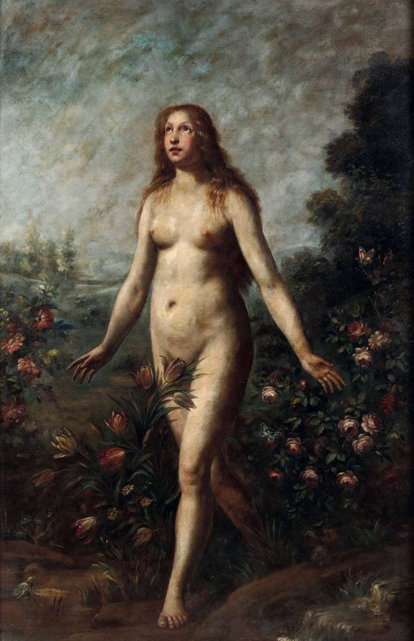 Artista fiammingo attivo a Genova nel XVII secolo Eva nel giardino dell'Eden