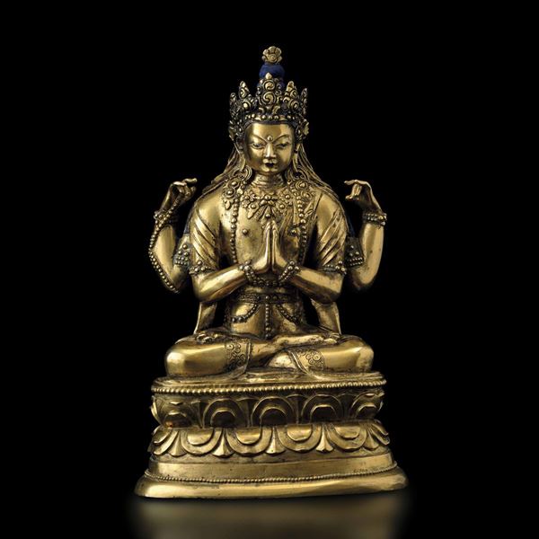 A gilt bronze Buddha, Mongolia, late 1700s