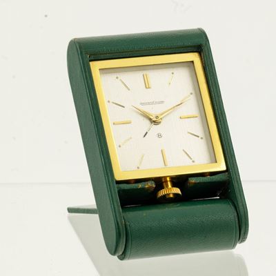 Jaeger Lecoultre - Sveglietta da Viaggio in Metallo Dorato 8 Giorni di Carica con Rivestimento in...