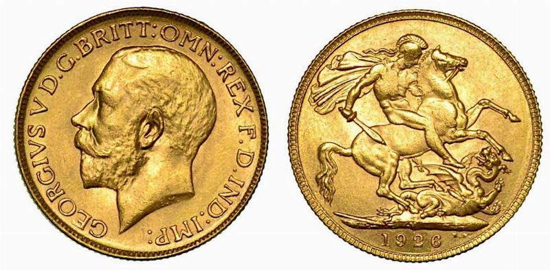 GRAN BRETAGNA. George V, 1910-1936. Sovereign 1926, zecca di Melbourne.  - Auction Numismatics - Cambi Casa d'Aste