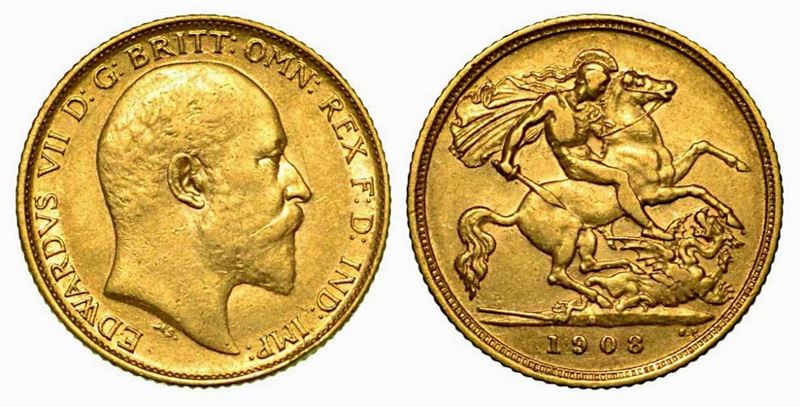 GRAN BRETAGNA. Edward VII, 1901-1910. 1/2 Sovereign 1908, zecca di Sydney.  - Asta Numismatica - Cambi Casa d'Aste