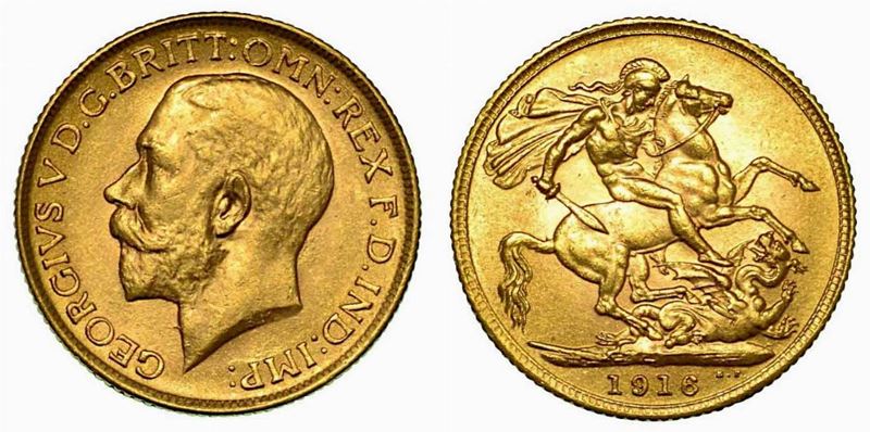 GRAN BRETAGNA. George V, 1910-1936. Sovereign 1916, zecca di Londra.  - Auction Numismatics - Cambi Casa d'Aste