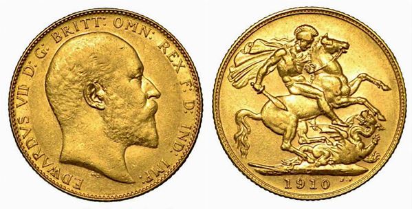 GRAN BRETAGNA. Edward VII, 1901-1910. Sovereign 1910, zecca di Ottawa.