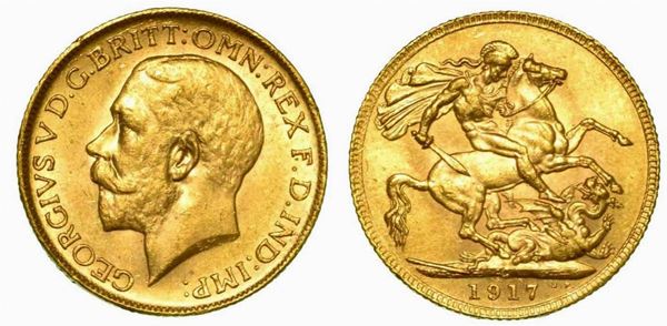 GRAN BRETAGNA. George V, 1910-1936. Sovereign 1917, zecca di Ottawa.