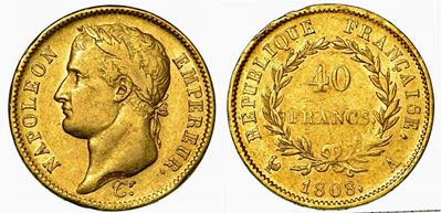 Francia. Napoleon I, 1801-1815. 40 Francs 1808, Zecca di Parigi.