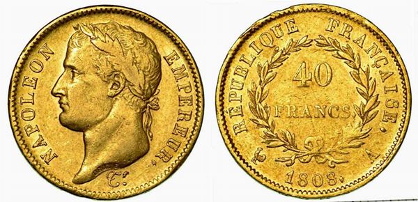FRANCIA. Napoleon I, 1801-1815. 40 Francs 1808, zecca di Parigi.