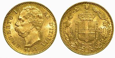 Regno D'italia. Umberto i di Savoia, 1878-1900. 20 Lire 1893 (con 1 Ribattuto).