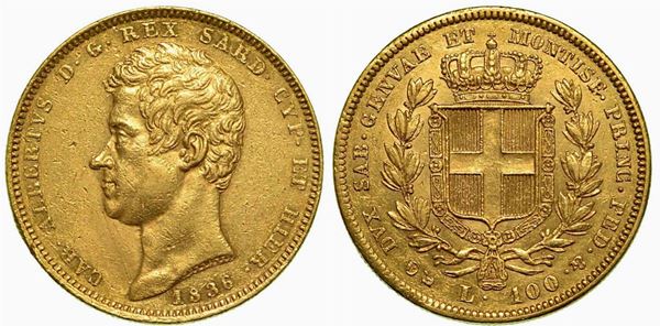 REGNO DI SARDEGNA. Carlo Alberto di Savoia, 1831-1849. 100 Lire 1836, zecca di Genova.