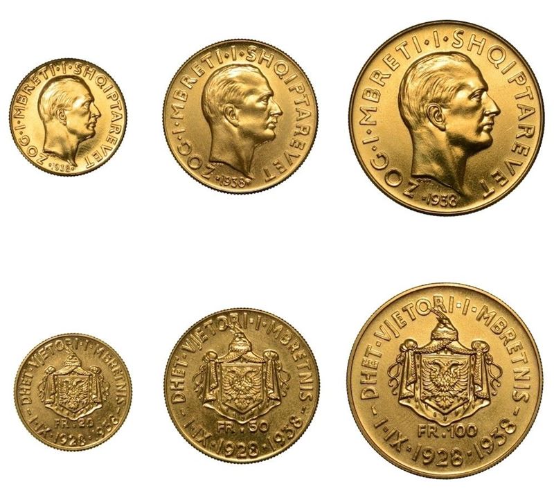 ALBANIA. Lotto di tre monete d'oro (titolo 900).  - Asta Numismatica - Cambi Casa d'Aste