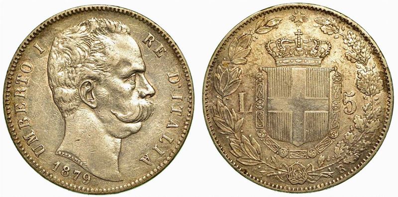 REGNO D'ITALIA. Umberto I di Savoia, 1878-1900. 5 Lire 1879.  - Auction Numismatics - Cambi Casa d'Aste