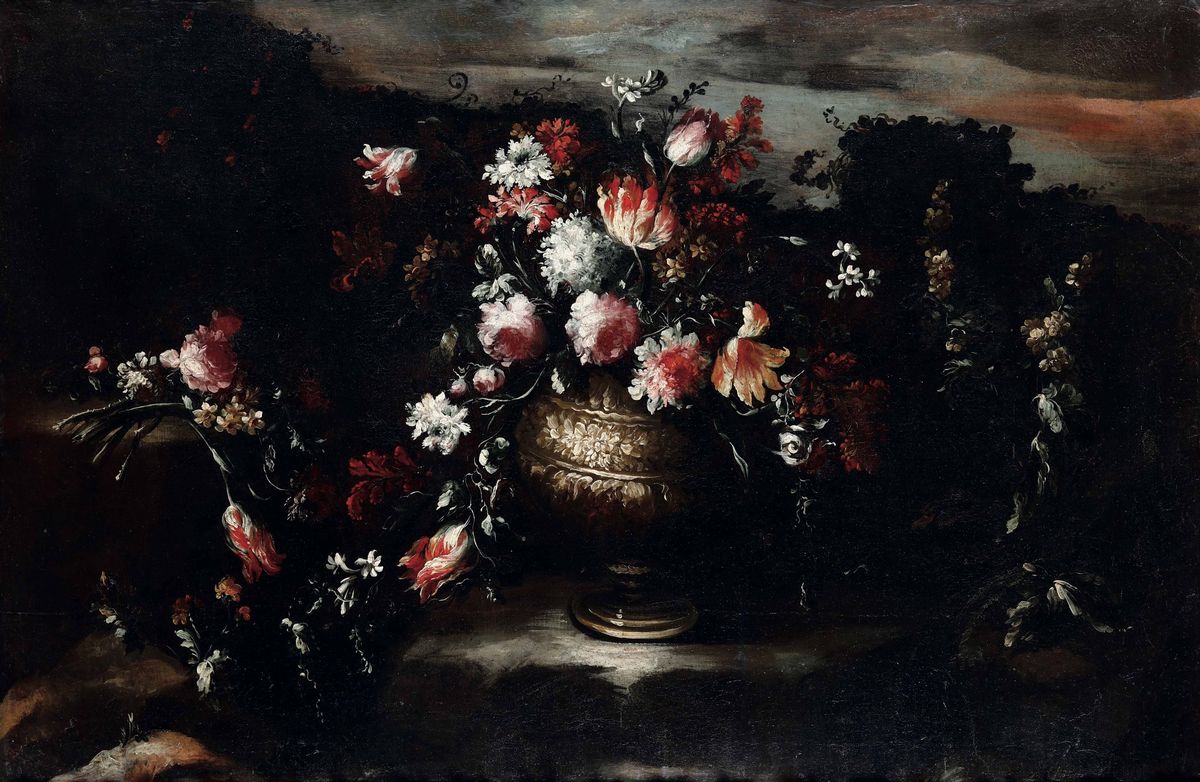 Margherita Caffi (cremona 1650- Milano 1710)nature Morte con Vasi di Fiori