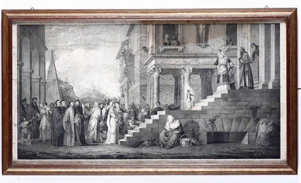 Rizzardini, Cecilio ( Venezia Sec. XIX) Presentazione di Maria al tempio (Grande litografia da Soggetto  [..]