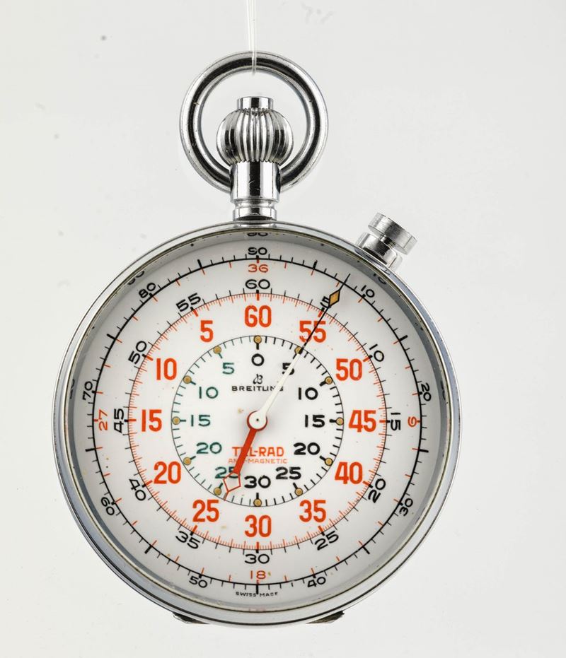 BREITLING - Tel-Rad stopwatch ref. 1575, d'acciaio anni '60 con bollino originale sul retro  - Auction Watches | Timed Auction - Cambi Casa d'Aste