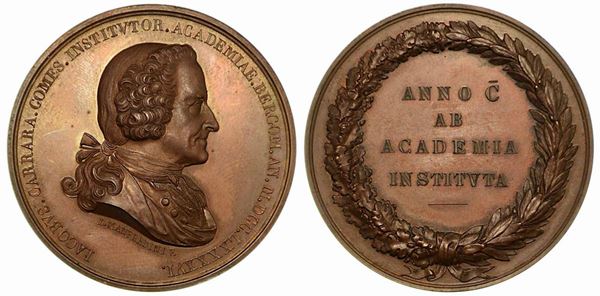 BERGAMO. Giacomo Carrara, 1714-1796. Medaglia in bronzo 1896. Centenario della fondazione dell'Accademia.