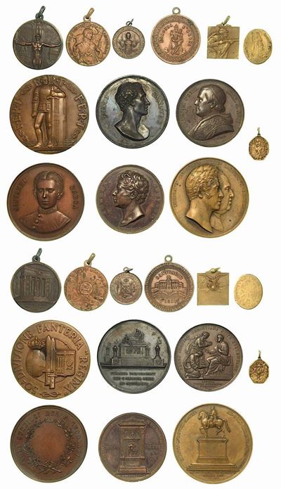 Lotto di Cinquantuno Medaglie Italiane ed Estere in Argento, Bronzo e Vari Metalli di Argomento C...