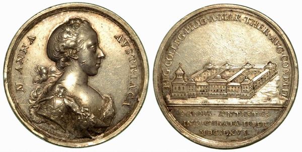 AUSTRIA. Maria Teresa d'Austria, 1740-1780. Medaglia in argento 1766 per la nomina dell'arciduchessa Maria Anna a badessa del monastero femminile di Praga.