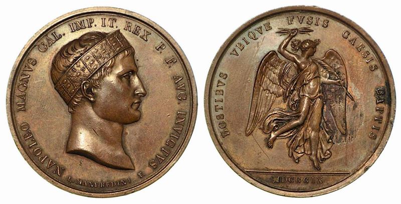 BATTAGLIA DI WAGRAM. Medaglia in bronzo 1809.  - Auction Numismatics - Cambi Casa d'Aste