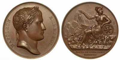 Inaugurazione della Strada Nizza-roma (31 Dicembre 1807). Medaglia in Bronzo 1807.