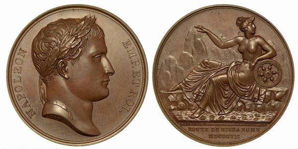 INAUGURAZIONE DELLA STRADA NIZZA-ROMA (31  dicembre 1807). Medaglia in bronzo 1807.