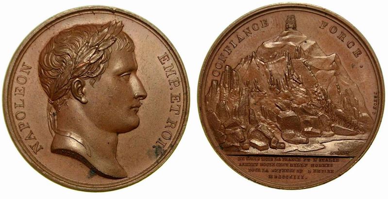 LEVA FORZATA DI DUECENTOMILA SOLDATI IN ITALIA E FRANCIA. Medaglia in bronzo 1813.  - Auction Numismatics - Cambi Casa d'Aste