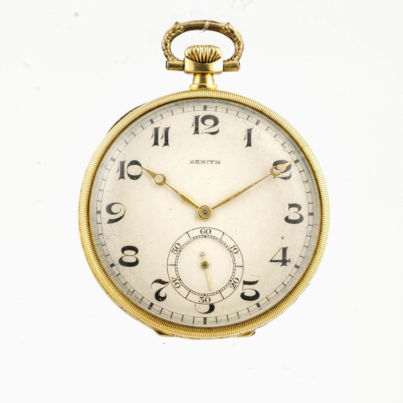 ZENITH - Orologio da tasca in oro 18k con contro cassa in metallo dorato, secondi in basso circa 1900. Necessita revisione, non funzionante  - Auction Watches | Timed Auction - Cambi Casa d'Aste