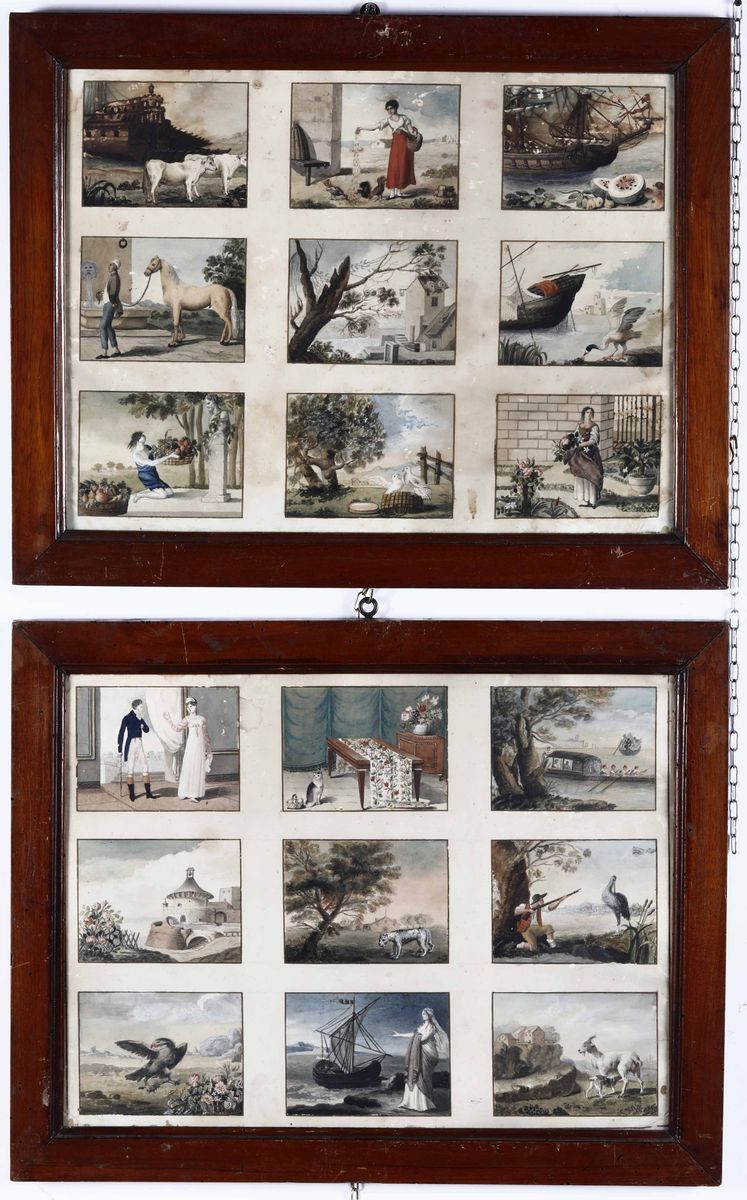 Anonimo Artista Neoclassico36 Scene o Tessere Narrative, Forse Riferibili a un Gioco di Società. ...