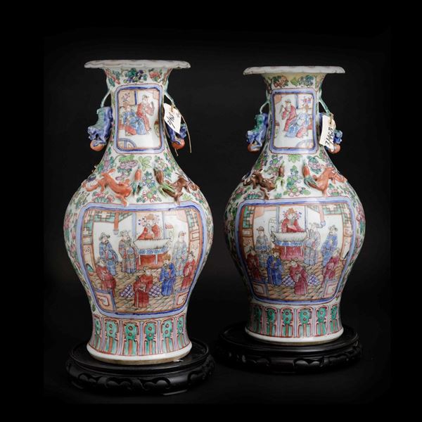 Two Famille Rose vases, China, Qing Dynasty 1800s