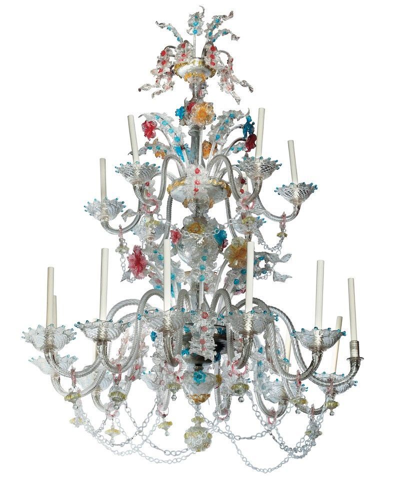 Monumentale lampadario in vetro soffiato, Murano XIX-XX secolo  - Auction Italian Mansions - Cambi Casa d'Aste