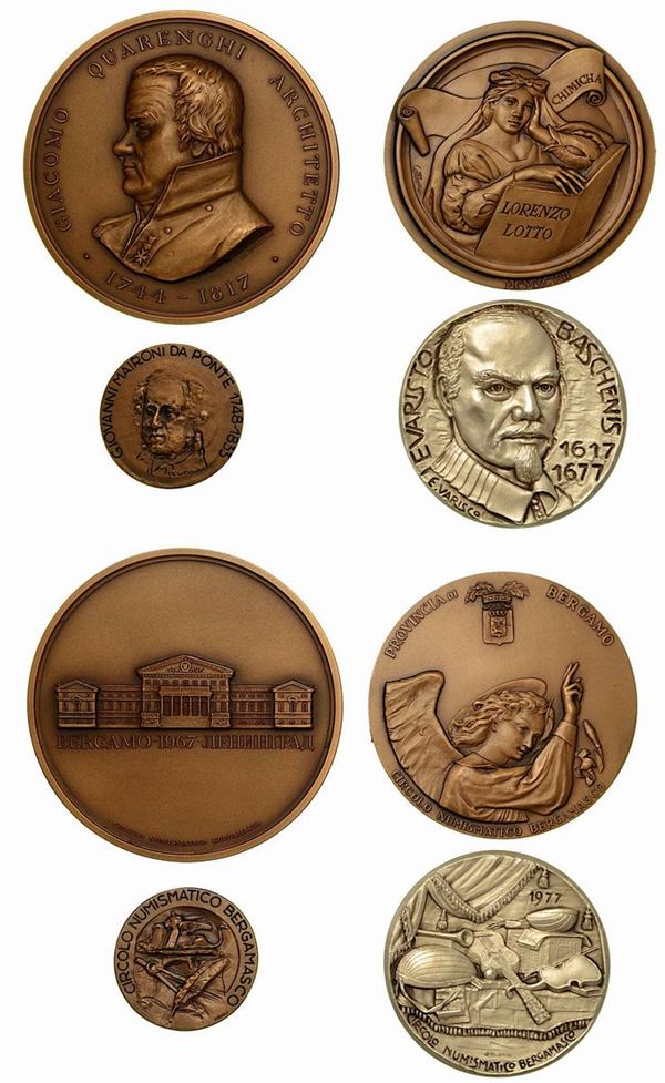 BERGAMO. Lotto di quattro medaglie (tre in bronzo e una in argento) del Circolo Numismatico di Bergamo.