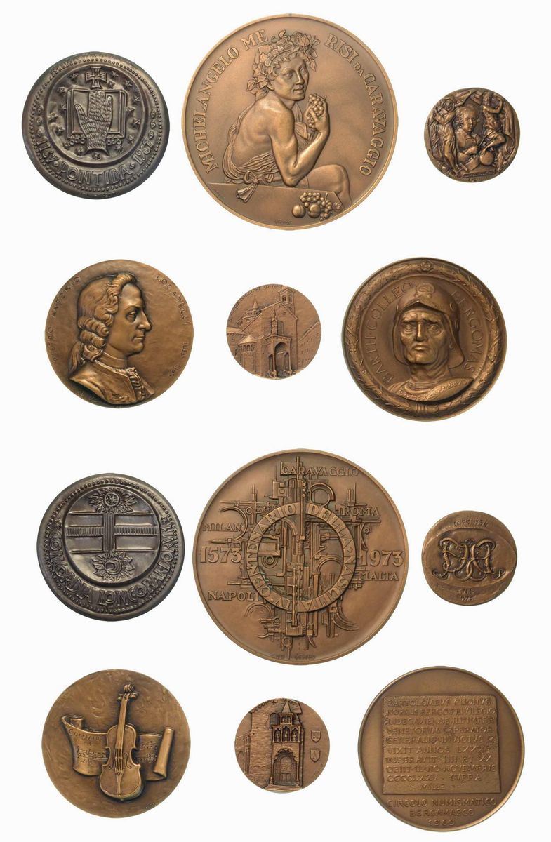 BERGAMO. Lotto di sei medaglie in bronzo del Circolo Numismatico di Bergamo.  - Asta Numismatica - Cambi Casa d'Aste