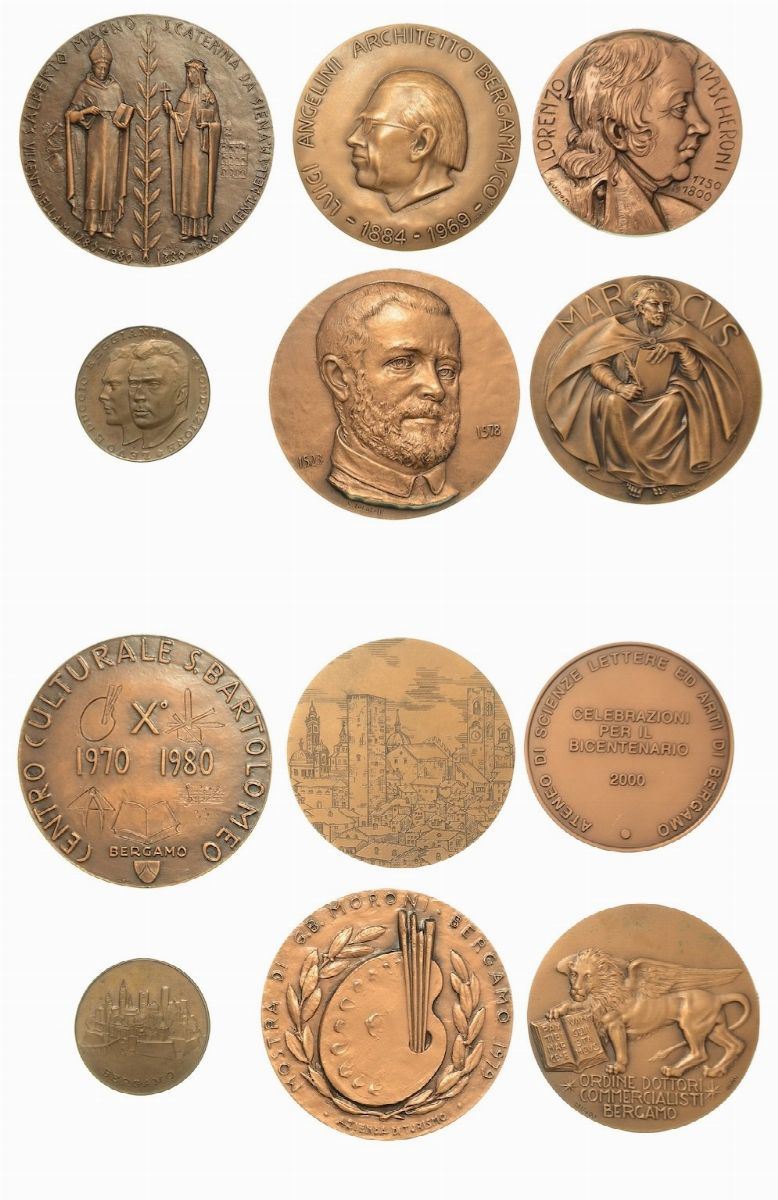 BERGAMO. Lotto di sei medaglie in bronzo.  - Auction Numismatics - Cambi Casa d'Aste