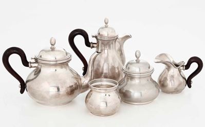 Servizio da Tè e Caffè in Argento. Argenteria Veneta della Prima Metà del XX Secolo. Argentiere F...