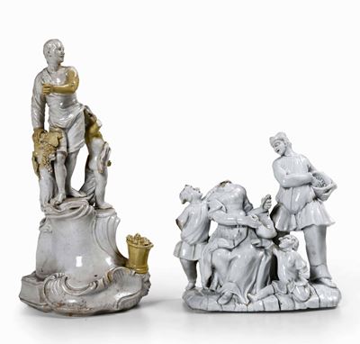 Due Gruppi Allegoria Dell’autunno, Manifattura Cozzi, 1770-1780 Circa Famiglia di Pulcinella, Doc...