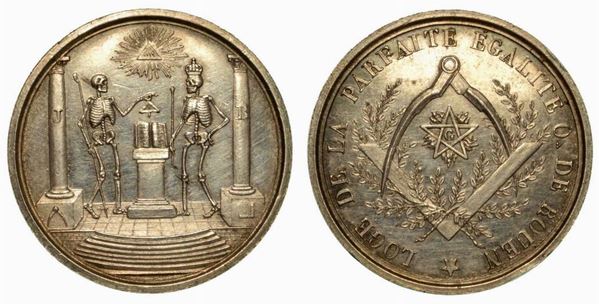 FRANCIA. Oriens de Rouen. Loggia della Parfaite Egalitè (1832-1841). Medaglia in argento.