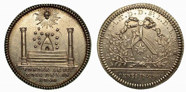FRANCIA. Medaglia in argento, anno massonico 5760 (1760).
