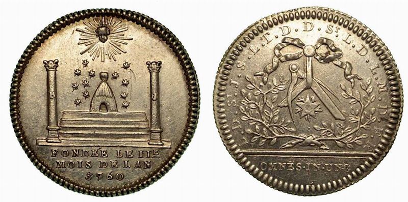 FRANCIA. Medaglia in argento, anno massonico 5760 (1760).  - Auction Numismatics - Cambi Casa d'Aste