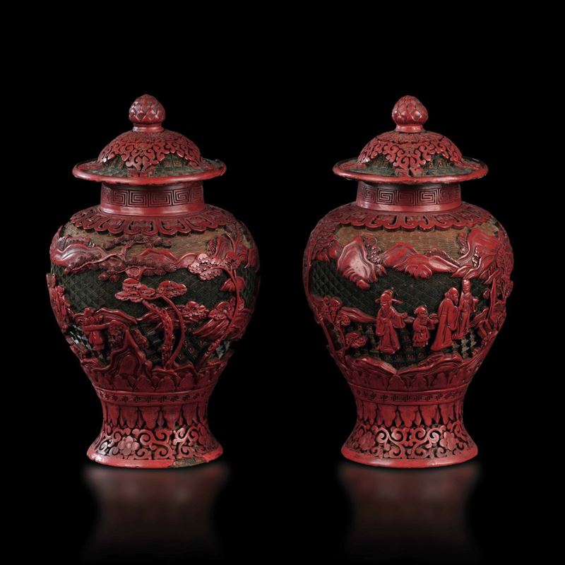 Two lacquer potiches, China, Qing Dynasty  - Auction Fine Chinese Works of Art - Cambi Casa d'Aste