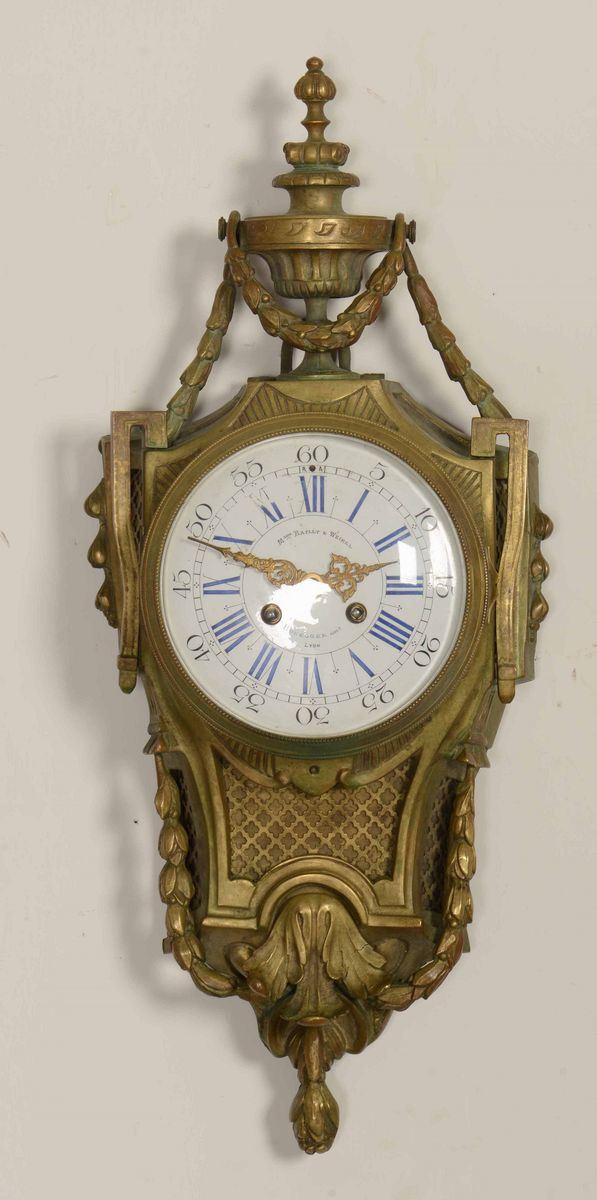 Pendola Cartel da muro firmata Bailly e Weibl - Lione Francia  - Auction Antiques | Time Auction - Cambi Casa d'Aste