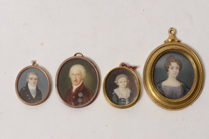 Gruppo di quattro miniature, XIX-XX secolo  - Asta Antiquariato | Cambi Time - Cambi Casa d'Aste