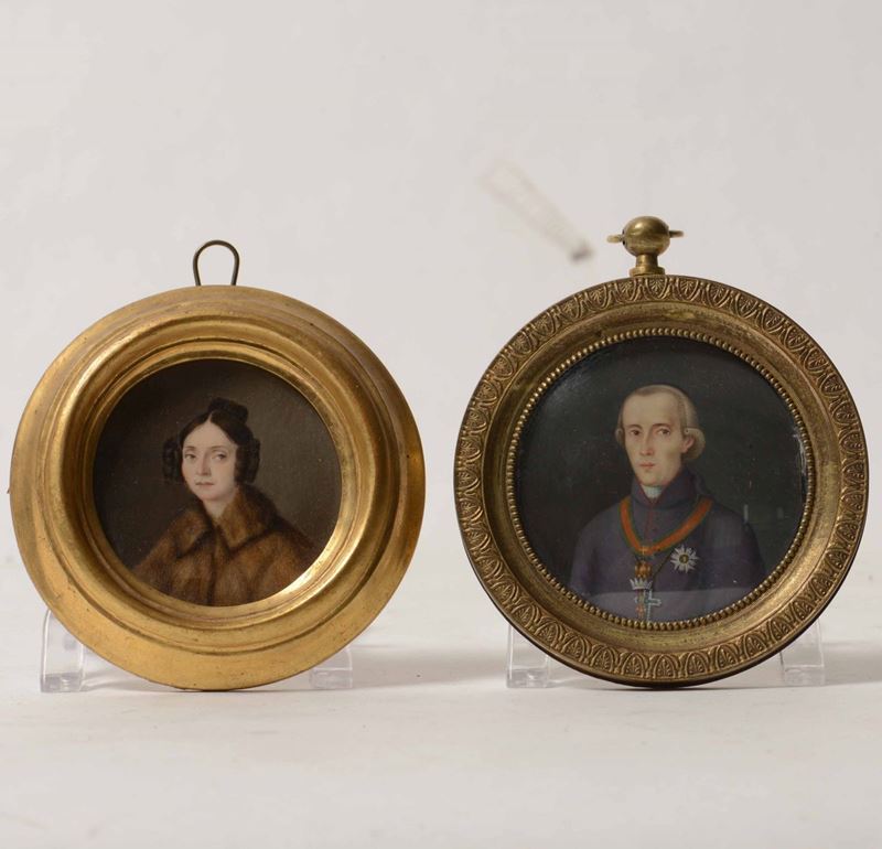 Due miniature su avorio, XIX secolo  - Auction Antiques | Time Auction - Cambi Casa d'Aste
