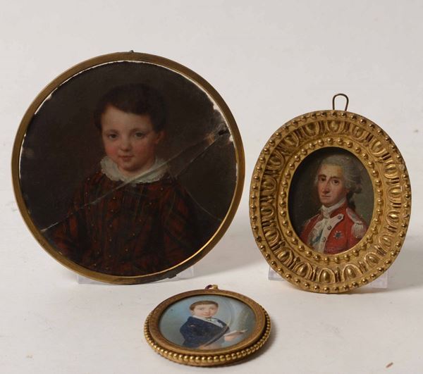 Lotto di tre miniature, XIX-XX secolo